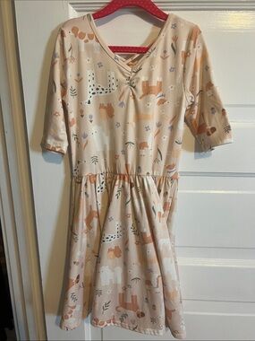 Dot Dot Smile Cream Knit Dress with Tan & Light Brown Animal Prints